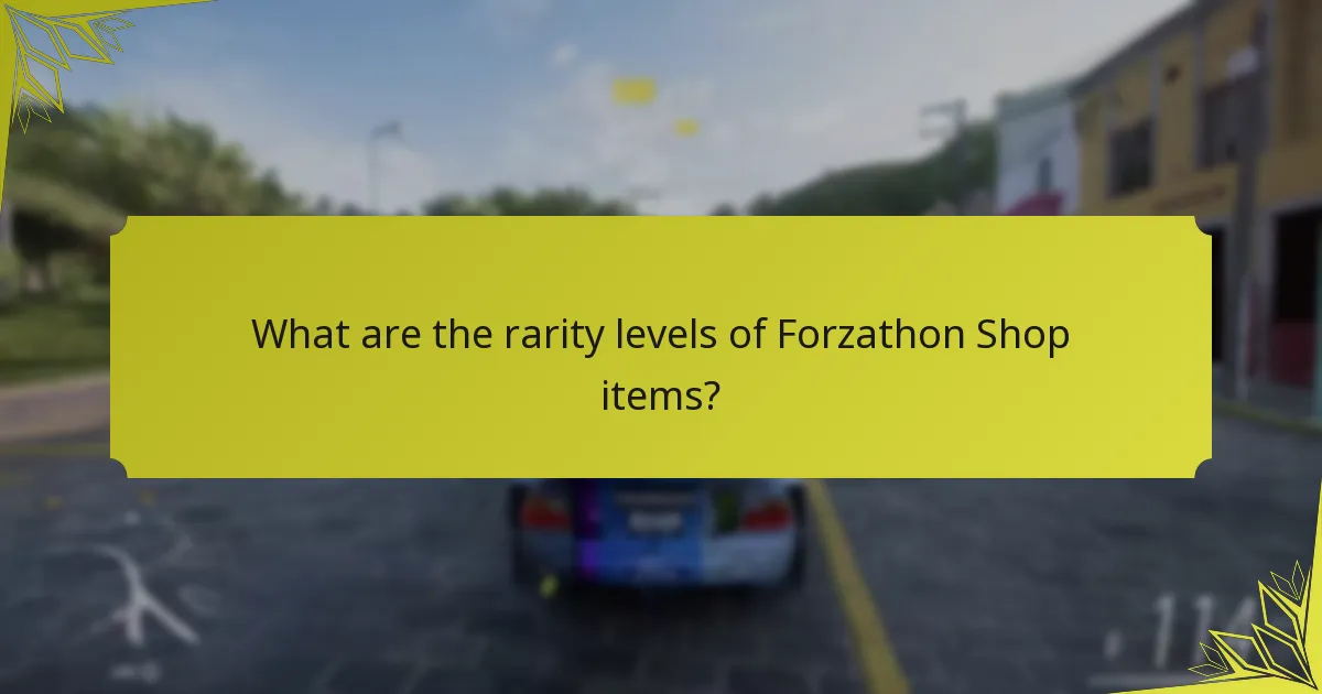What are the rarity levels of Forzathon Shop items?