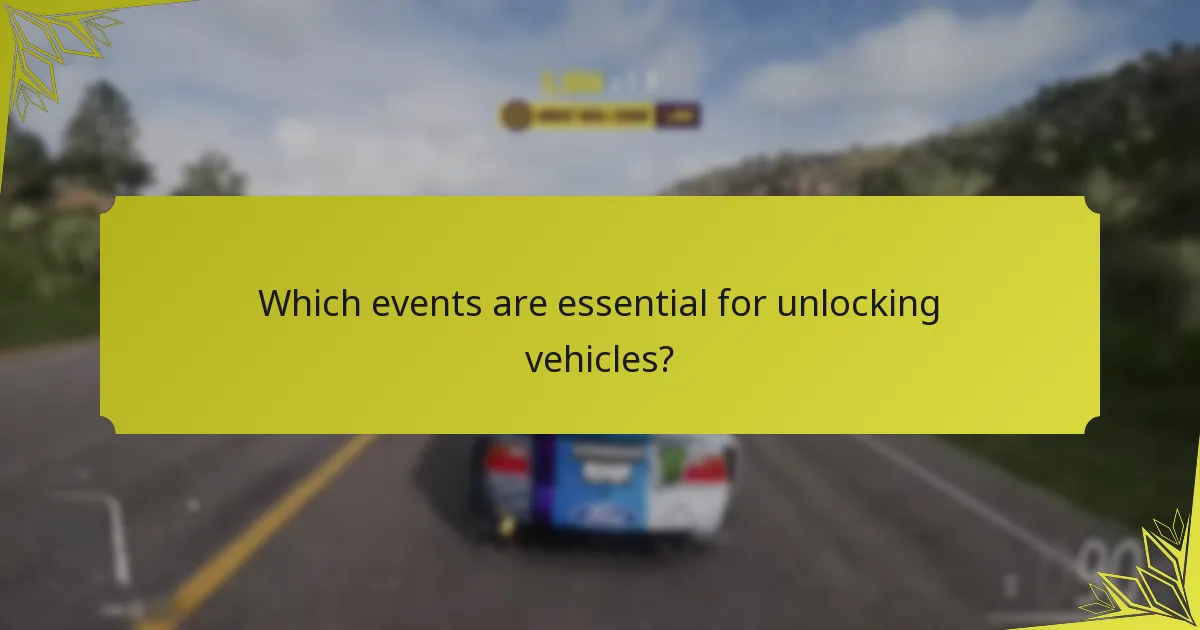 Which events are essential for unlocking vehicles?